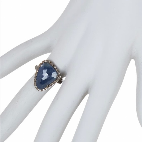ADORNIA Blue Sapphire & Diamond Halo Ring NWT 7 - Picture 5 of 14